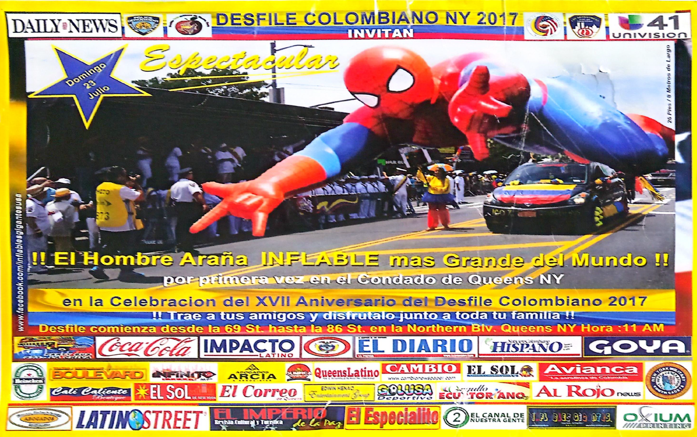 Desfile Colombiano NY 2017 - Spider-Man inflable más grande del mundo